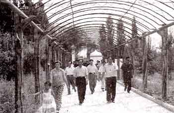 Photograph showing new covered walkway to mazar of the Tughluq Tömur Khan <i>mazar</i> in Huocheng 