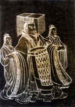 Rubbing of traditional portrait of Han Wudi.