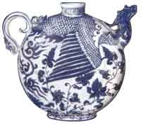 Yuan blue-and-white pot unearthed at Yuan dynasty site in Beijing, and very similar to a piece in the collection of the Ili Kazak Autonomous Prefecture Museum, Yining.