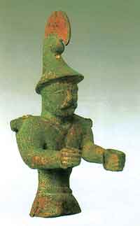 Bronze figure of Saka period unearthed in Gongliu county, in the collection of the Ili Kazak Autonomous Prefecture Museum, Yining.