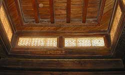 Ceiling skylights (dereze) in ablutions room of Toghraklek Villa, Qiemo.