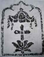 Fig. 30 Rubbing of Fig. 29, showing a tri-partite motif, common to many Nestorian stone monuments, made up of a lotus flower, the Nestorian cross and an ornamental parasol